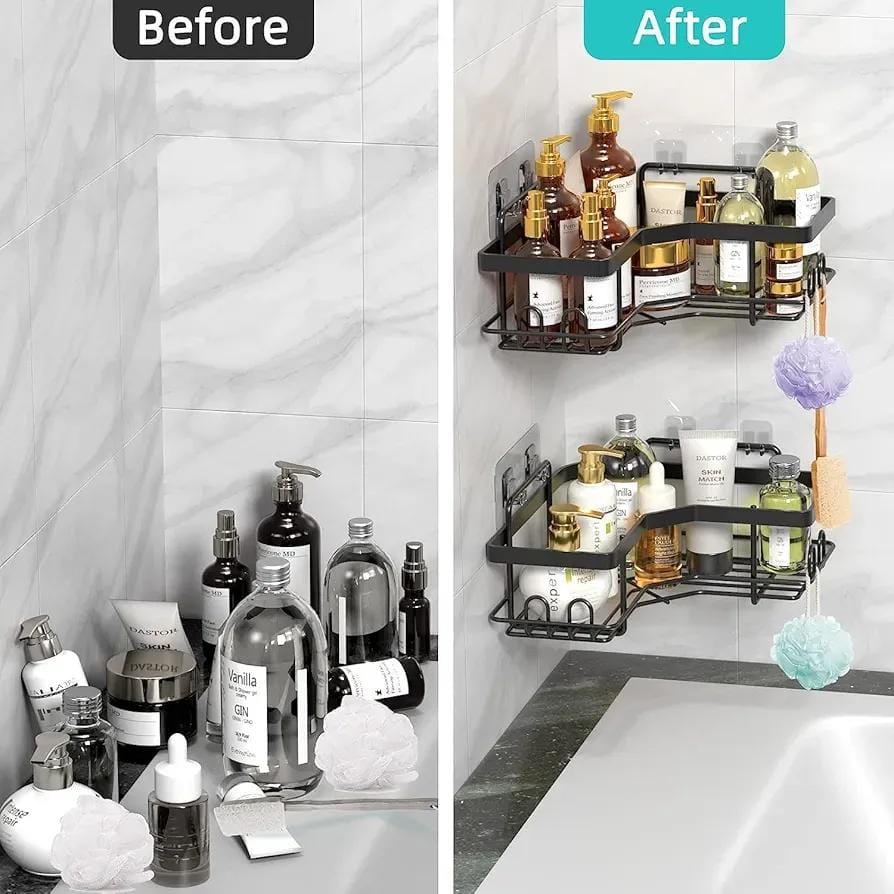 Corner bathroom organizers