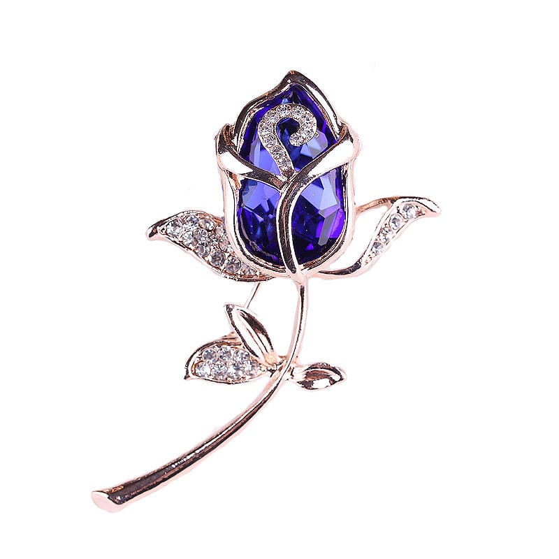 Elegant Crystal Rose Brooch Pin – Rhinestone Floral Lapel Pin for Women