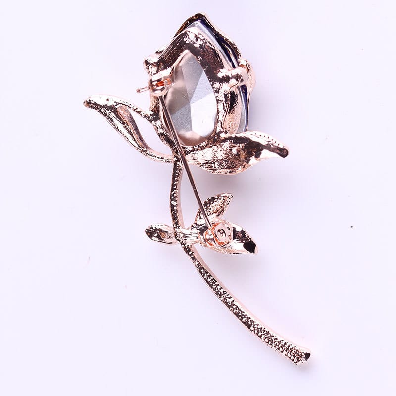 Elegant Crystal Rose Brooch Pin – Rhinestone Floral Lapel Pin for Women