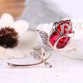 Elegant Crystal Rose Brooch Pin – Rhinestone Floral Lapel Pin for Women