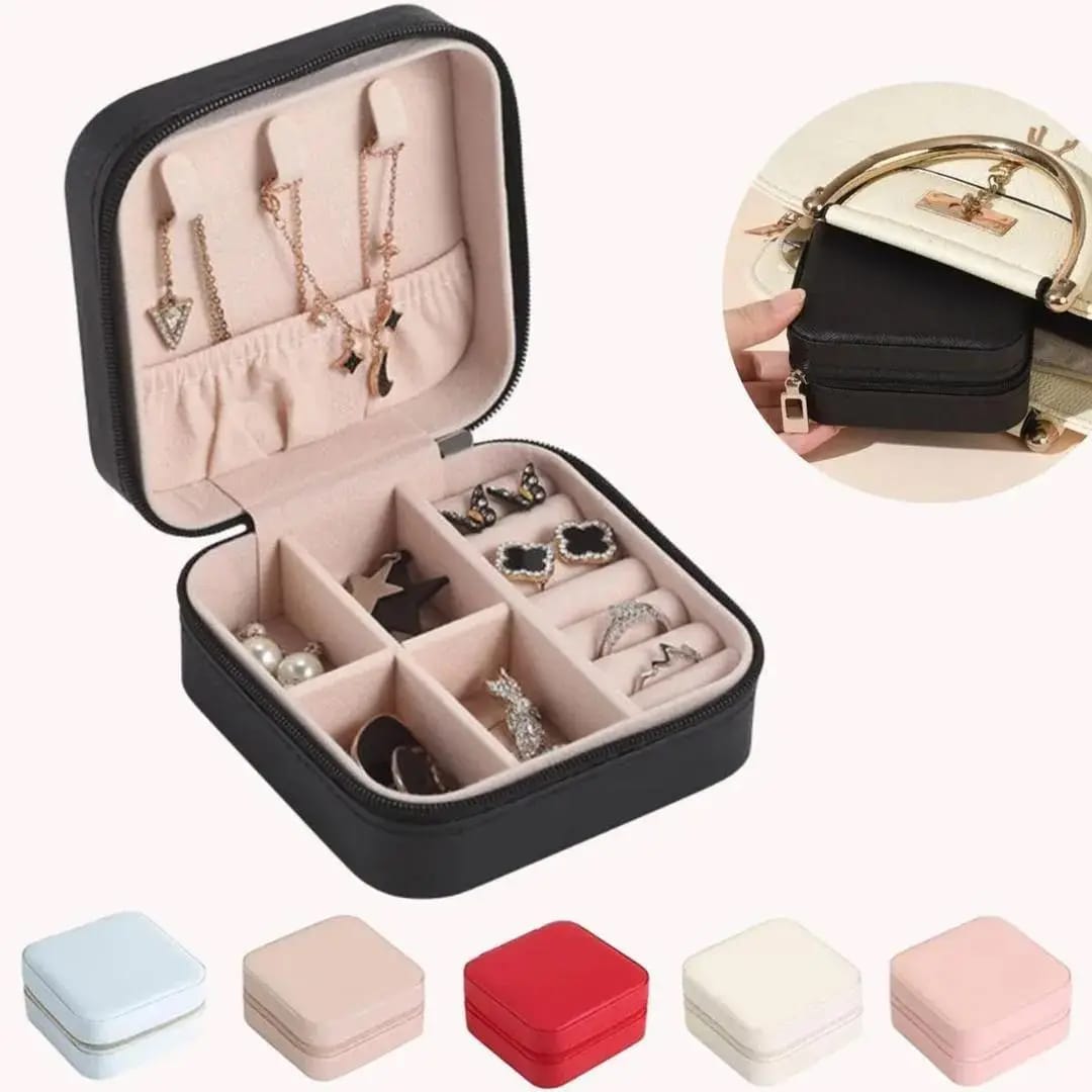 Portable Leather Travel Jewelry Organizer Box – Mini Jewelry Storage Case for Rings, Earrings & Necklaces