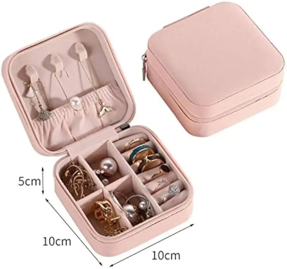 Portable Leather Travel Jewelry Organizer Box – Mini Jewelry Storage Case for Rings, Earrings & Necklaces