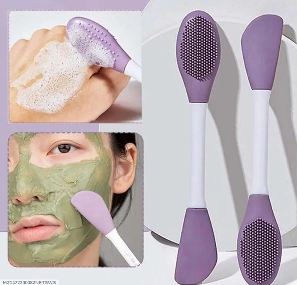 Double-Ended Silicone Face Mask Brush & Cleansing Scrubber | Dual-Head Skincare Applicator