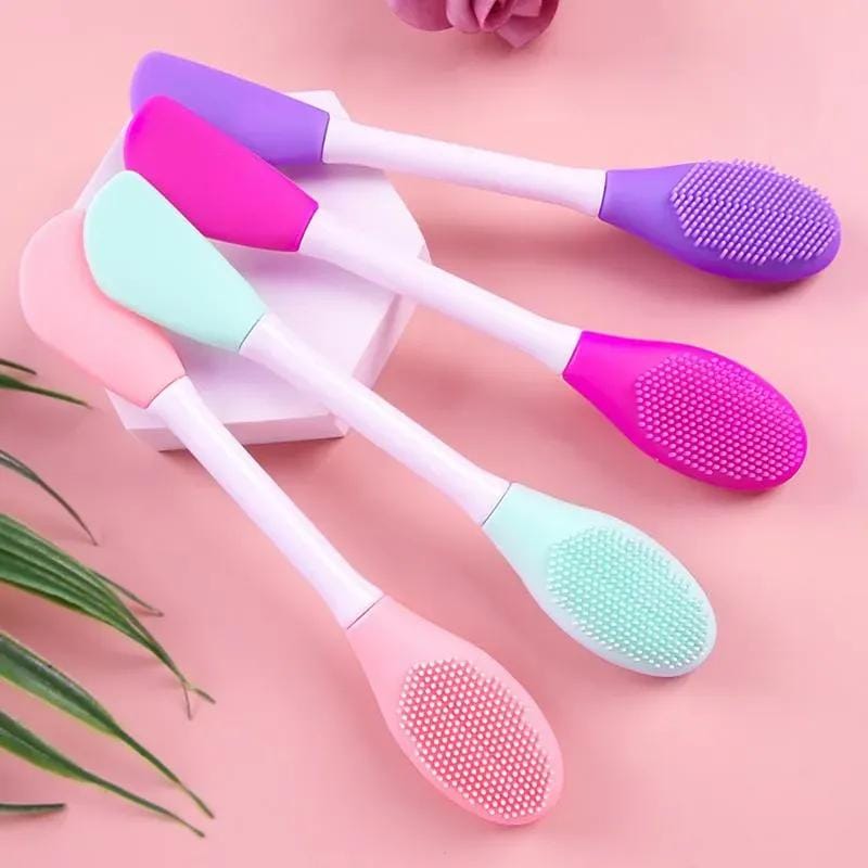 Double-Ended Silicone Face Mask Brush & Cleansing Scrubber | Dual-Head Skincare Applicator