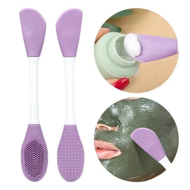 Double-Ended Silicone Face Mask Brush & Cleansing Scrubber | Dual-Head Skincare Applicator
