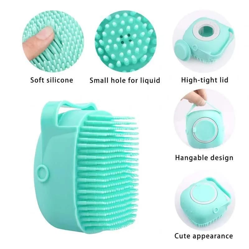 Refillable Silicone Bath Brush & Body Scrubber with Soap Dispenser | Soft Exfoliating Massage Sponge