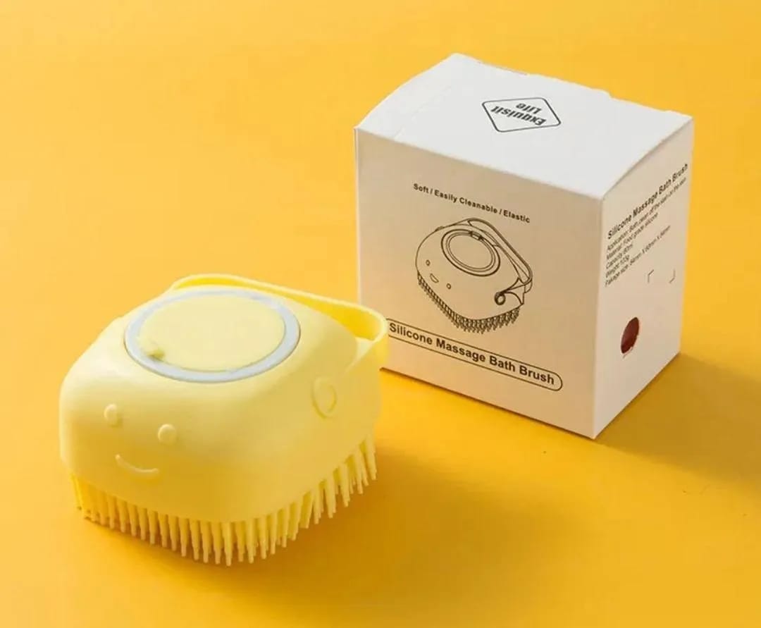 Refillable Silicone Bath Brush & Body Scrubber with Soap Dispenser | Soft Exfoliating Massage Sponge