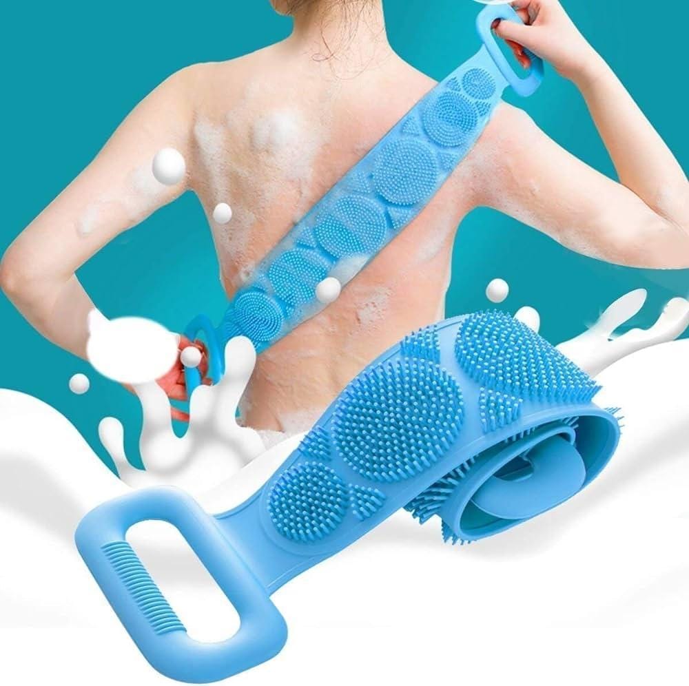 Silicone Body Back Scrubber Belt | Double-Sided Exfoliating Shower Towel with Handles