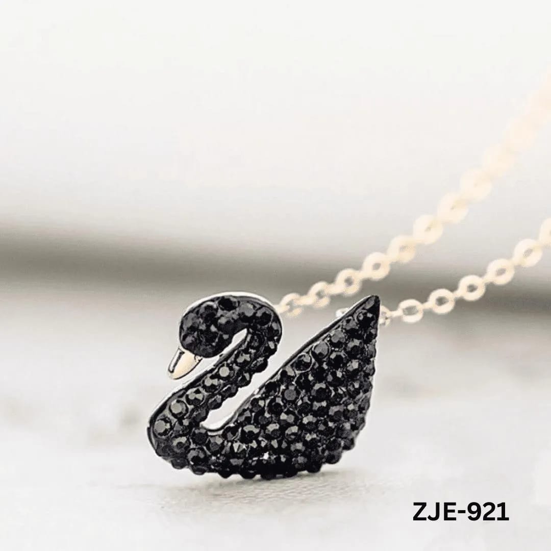 Sparkling Crystal Swan Pendant Necklace | Rose Gold & Silver Chain Jewelry for Women
