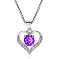 Sparkling Crystal Heart Pendant Necklace | Silver Solitaire Gemstone Charm Chain for Women