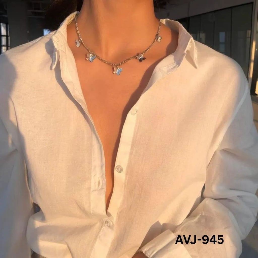 Dainty Butterfly Charm Choker Necklace | Y2K Gold & Silver Butterfly Chain Jewelry