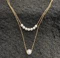 Double Layer Pearl Choker Necklace | Gold Chain Faux Pearl Pendant Jewelry for Women