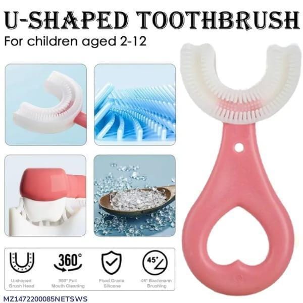 Kids U-Shaped Silicone Toothbrush | 360 Degree Whole Mouth Training Toothbrush for Toddlers (Ages 2-12)