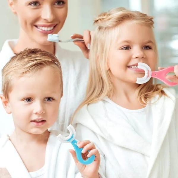 Kids U-Shaped Silicone Toothbrush | 360 Degree Whole Mouth Training Toothbrush for Toddlers (Ages 2-12)