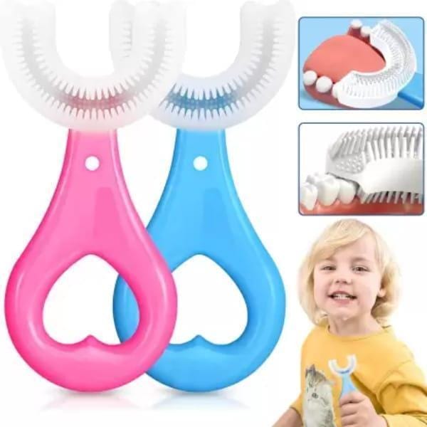 Kids U-Shaped Silicone Toothbrush | 360 Degree Whole Mouth Training Toothbrush for Toddlers (Ages 2-12)