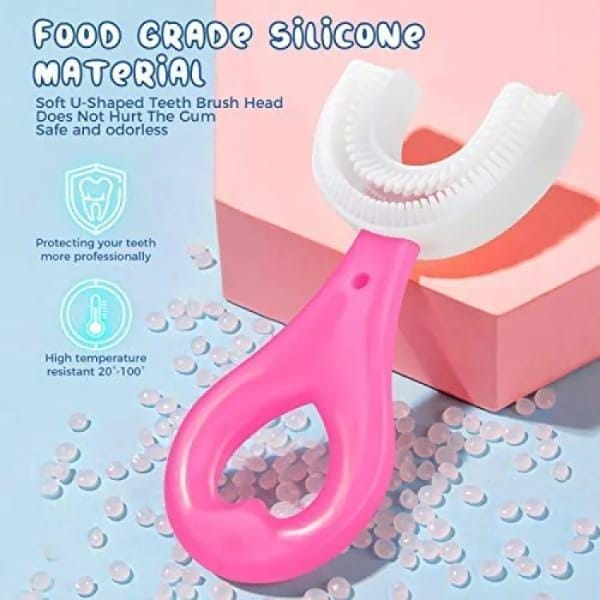 Kids U-Shaped Silicone Toothbrush | 360 Degree Whole Mouth Training Toothbrush for Toddlers (Ages 2-12)