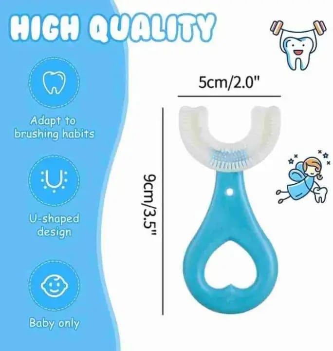 Kids U-Shaped Silicone Toothbrush | 360 Degree Whole Mouth Training Toothbrush for Toddlers (Ages 2-12)