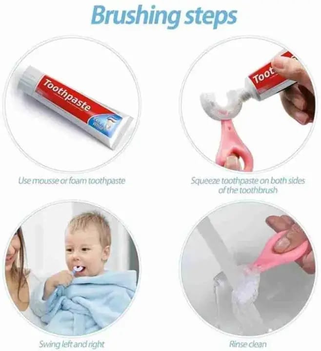 Kids U-Shaped Silicone Toothbrush | 360 Degree Whole Mouth Training Toothbrush for Toddlers (Ages 2-12)