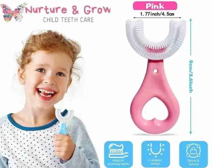 Kids U-Shaped Silicone Toothbrush | 360 Degree Whole Mouth Training Toothbrush for Toddlers (Ages 2-12)