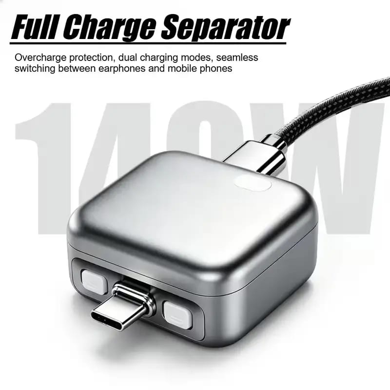 140W USB-C Smart Fast Charger & Full Charge Auto Disconnect Separator Adapter