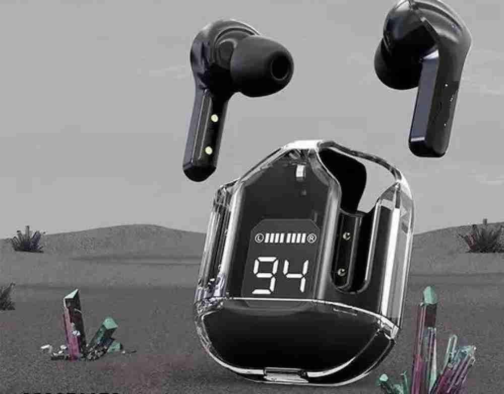 Transparent Case Wireless Earbuds with Dual Mic ENC Noise Cancelling & LED Power Display