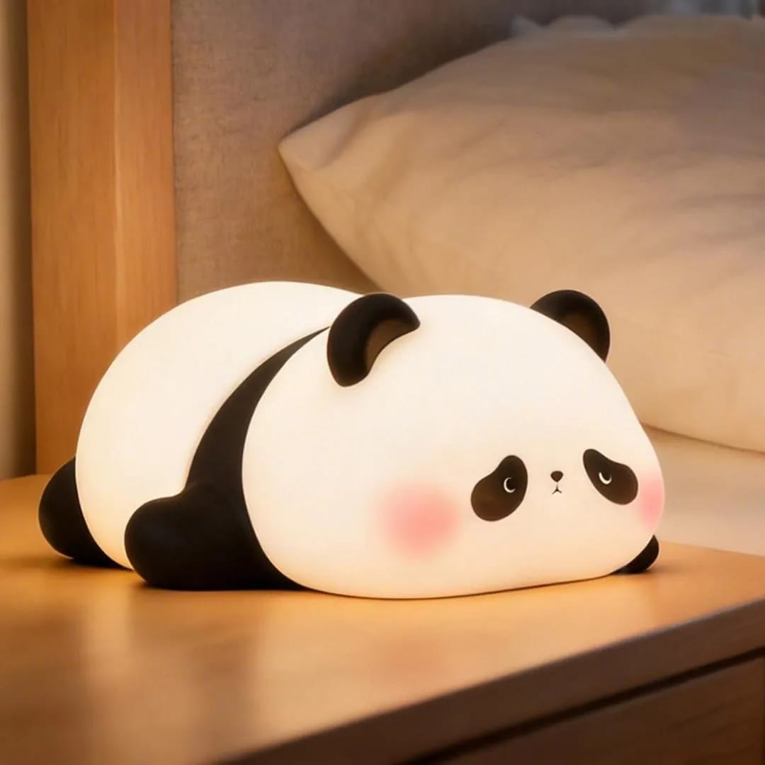 Cute Panda Silicone Night Light | Dimmable Rechargeable Nursery Lamp with White Noise