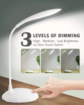 Flexible LED Desk Lamp with Touch Control | Dimmable 3-Level Eye-Caring Table Light