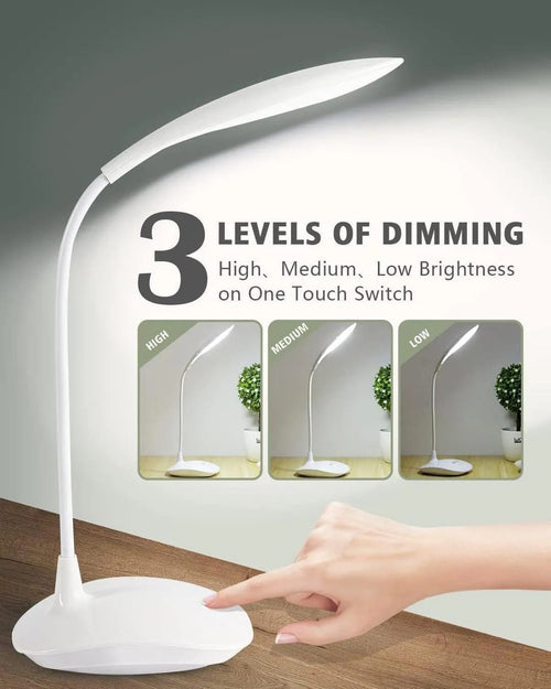 360° Flexible LED Desk Lamp with 3-Level Touch Dimmer | Eye-Caring Reading Light for Study & Office