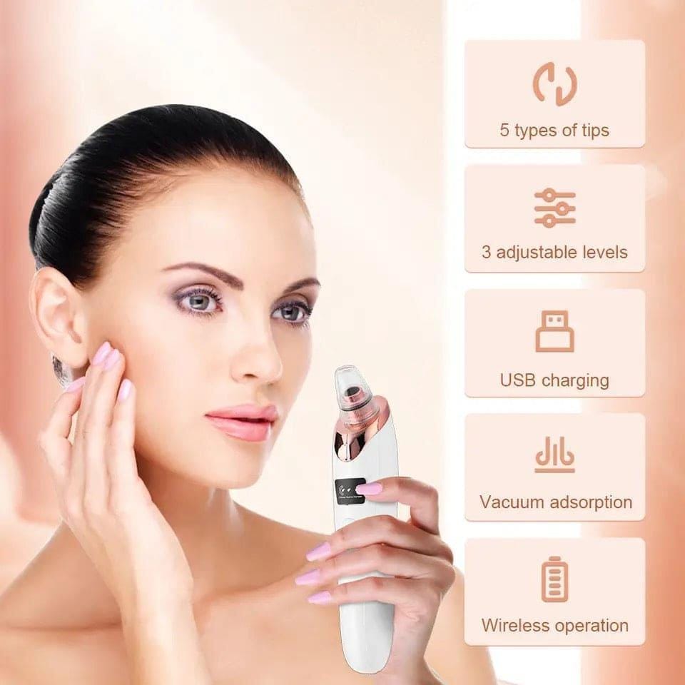 Electric Blackhead Remover Vacuum | Rechargeable Pore Cleaner with 5 Probes