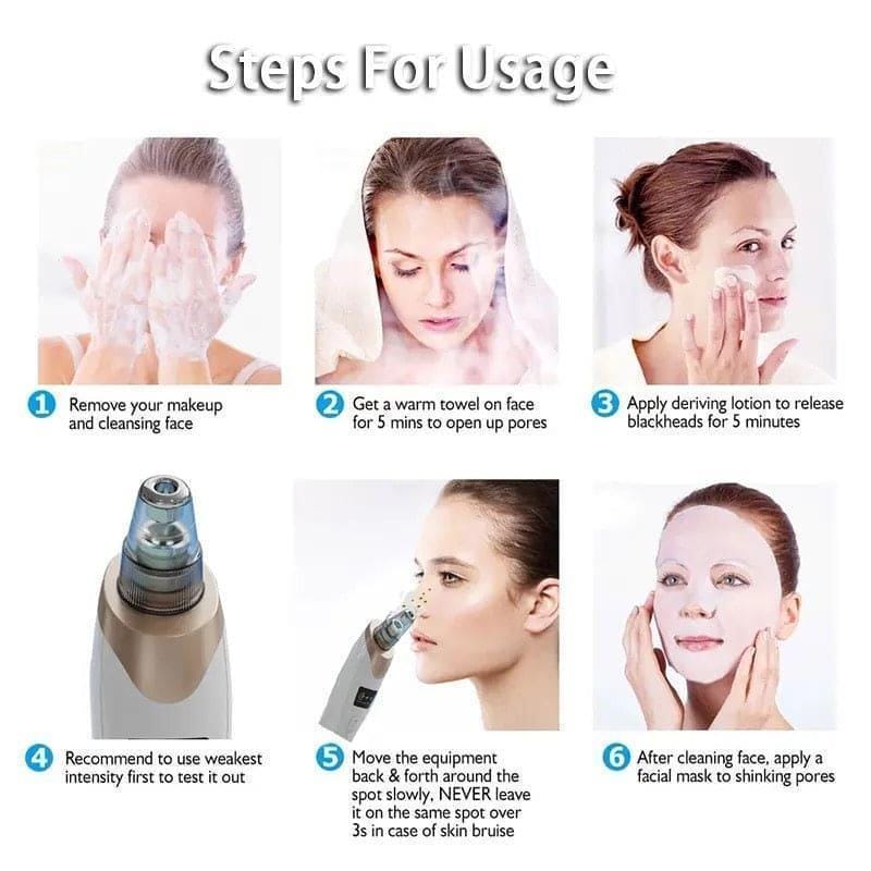 Electric Blackhead Remover Vacuum | Rechargeable Pore Cleaner with 5 Probes